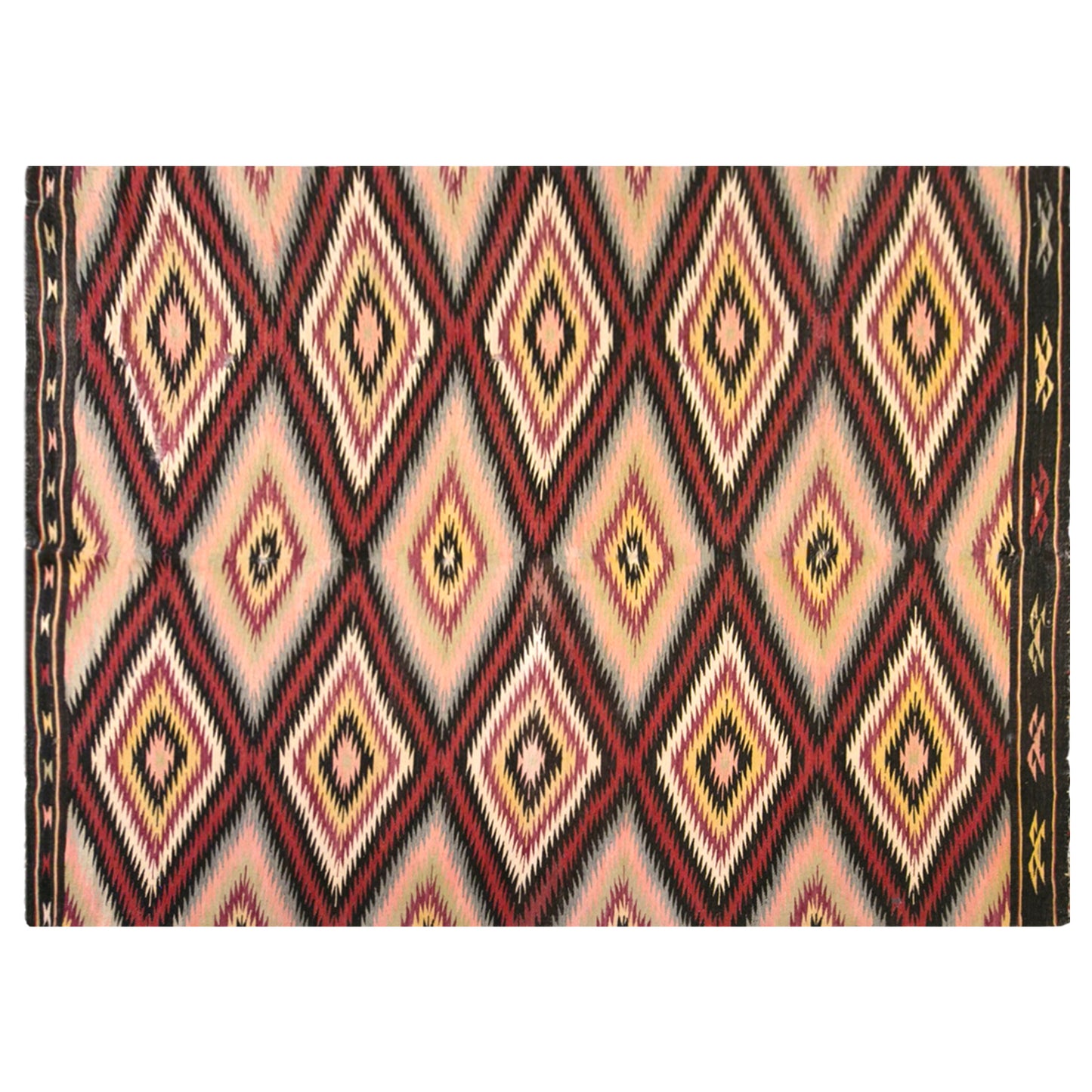 Vintage Turkish Kilim Rug, 5.1 x 7.3 ft, 156 x 222 cm, Handwoven Wool Kilim