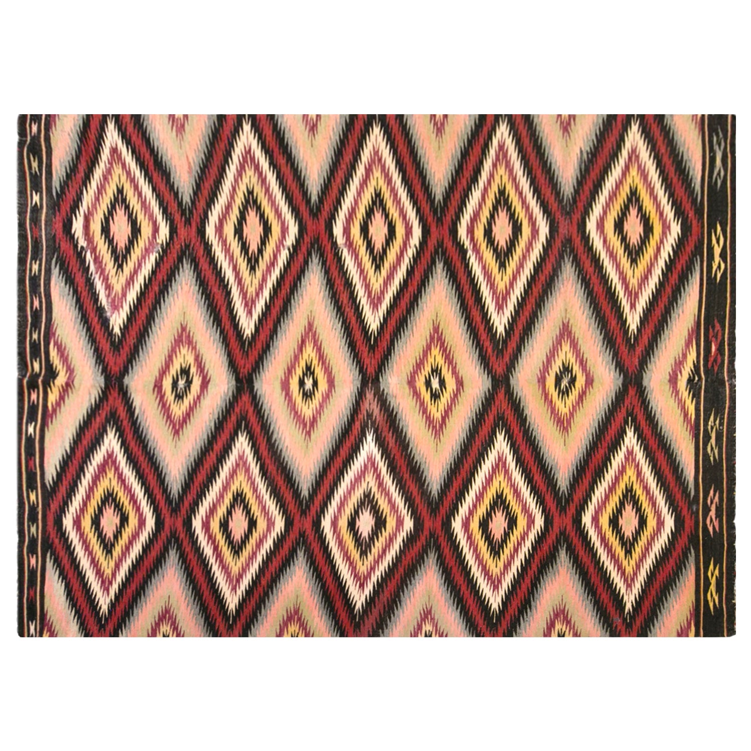 Vintage Turkish Kilim Rug, 5.1 x 7.3 ft, 156 x 222 cm, Handwoven Wool Kilim
