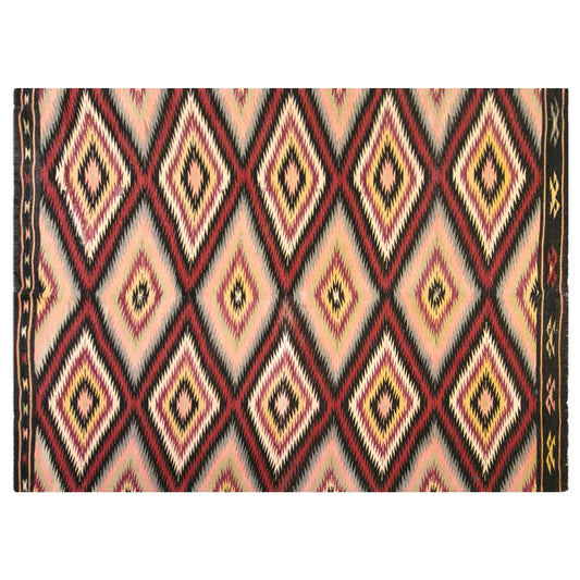 Vintage Turkish Kilim Rug, 5.1 x 7.3 ft, 156 x 222 cm, Handwoven Wool Kilim