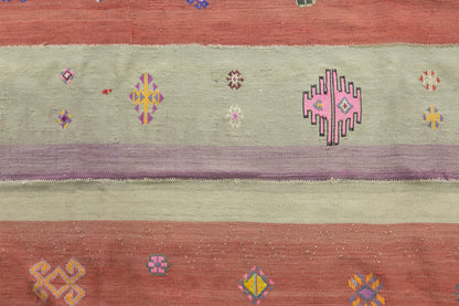 Vintage Turkish Kilim Rug, 5.1 x 8.4 ft, Handwoven Wool Embroidered Anatolian Rug