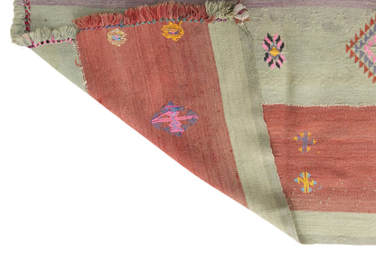Vintage Turkish Kilim Rug, 5.1 x 8.4 ft, Handwoven Wool Embroidered Anatolian Rug