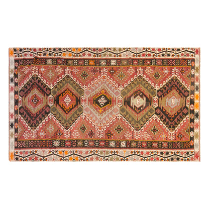 Vintage Turkish Kilim Rug, 5.2 x 11.2 ft, 160 x 340 cm, Handwoven Wool Kilim