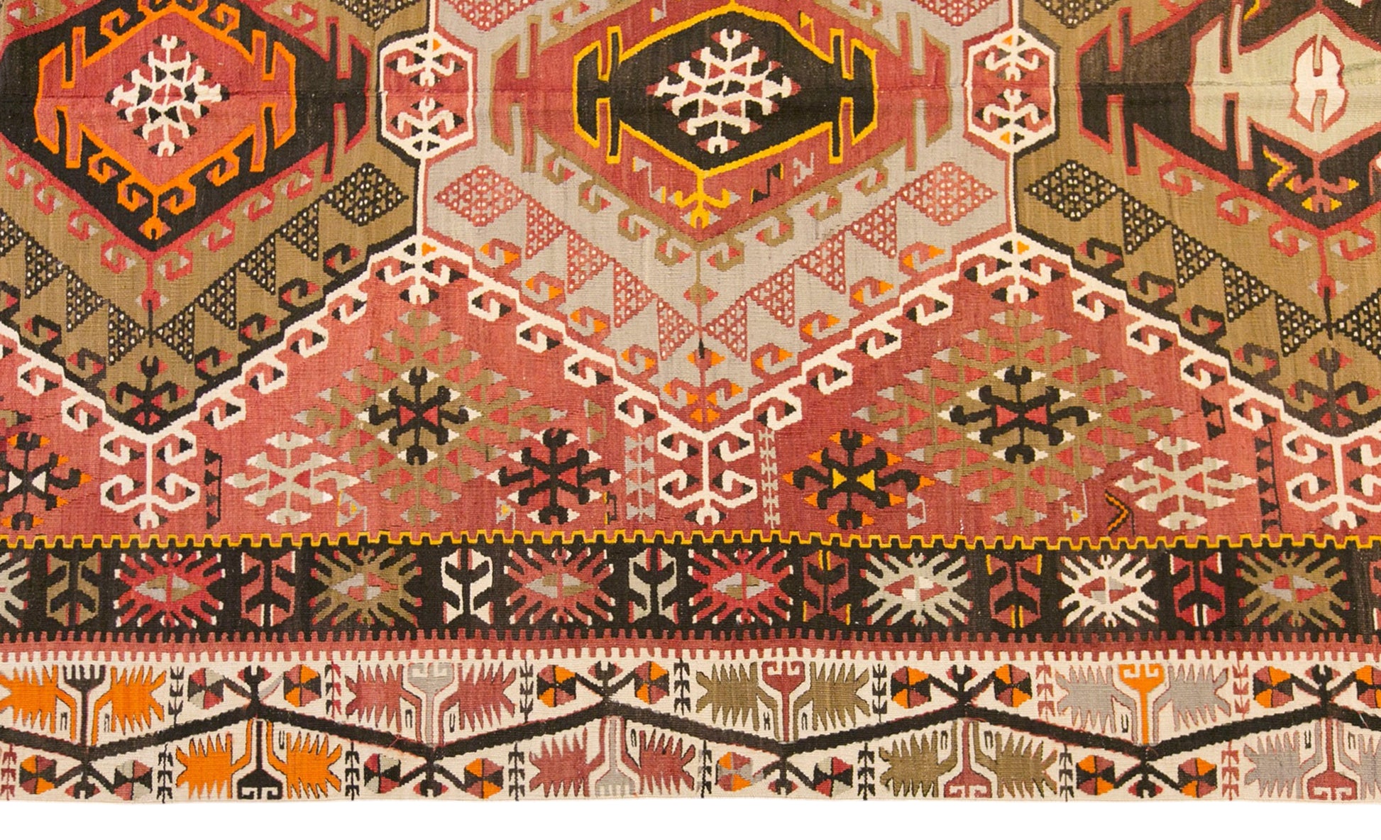Vintage Turkish Kilim Rug, 5.2 x 11.2 ft, 160 x 340 cm, Handwoven Wool Kilim
