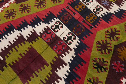 Vintage Turkish Kilim Rug, 5.2 x 11.7 ft, 160 x 356 cm, Handwoven Wool Kilim