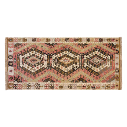 Vintage Turkish Kilim Rug, 5.2 x 12.4 ft, 160 x 378 cm, Handwoven Wool Kilim