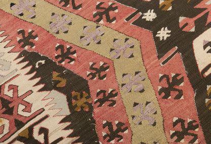 Vintage Turkish Kilim Rug, 5.2 x 12.4 ft, 160 x 378 cm, Handwoven Wool Kilim