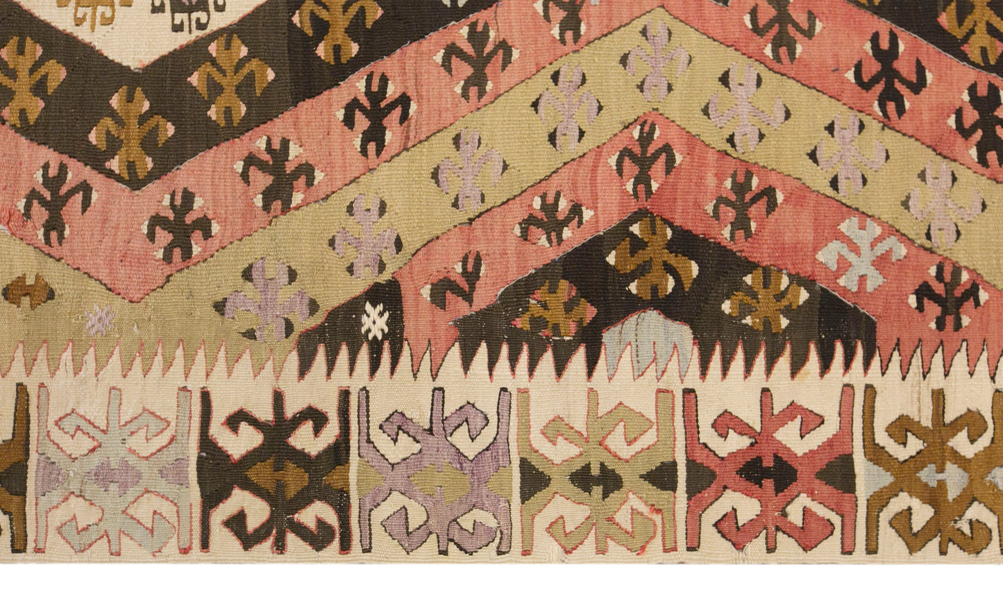 Vintage Turkish Kilim Rug, 5.2 x 12.4 ft, 160 x 378 cm, Handwoven Wool Kilim