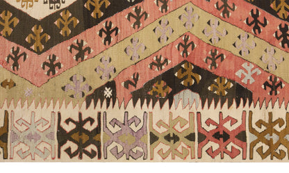 Vintage Turkish Kilim Rug, 5.2 x 12.4 ft, 160 x 378 cm, Handwoven Wool Kilim