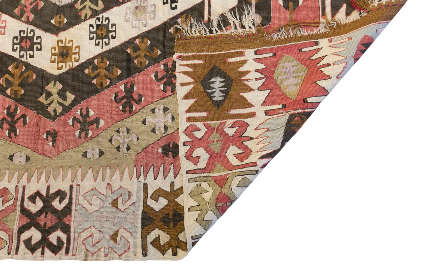 Vintage Turkish Kilim Rug, 5.2 x 12.4 ft, 160 x 378 cm, Handwoven Wool Kilim