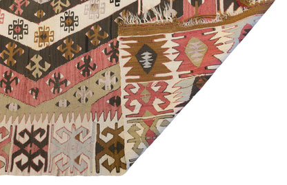 Vintage Turkish Kilim Rug, 5.2 x 12.4 ft, 160 x 378 cm, Handwoven Wool Kilim