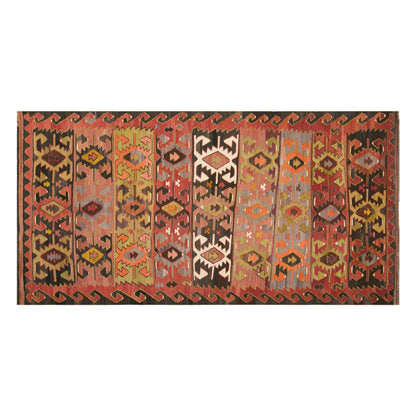 Vintage Turkish Kilim Rug, 5.3 x 11.2 ft, 162 x 340 cm, Handwoven Wool Kilim