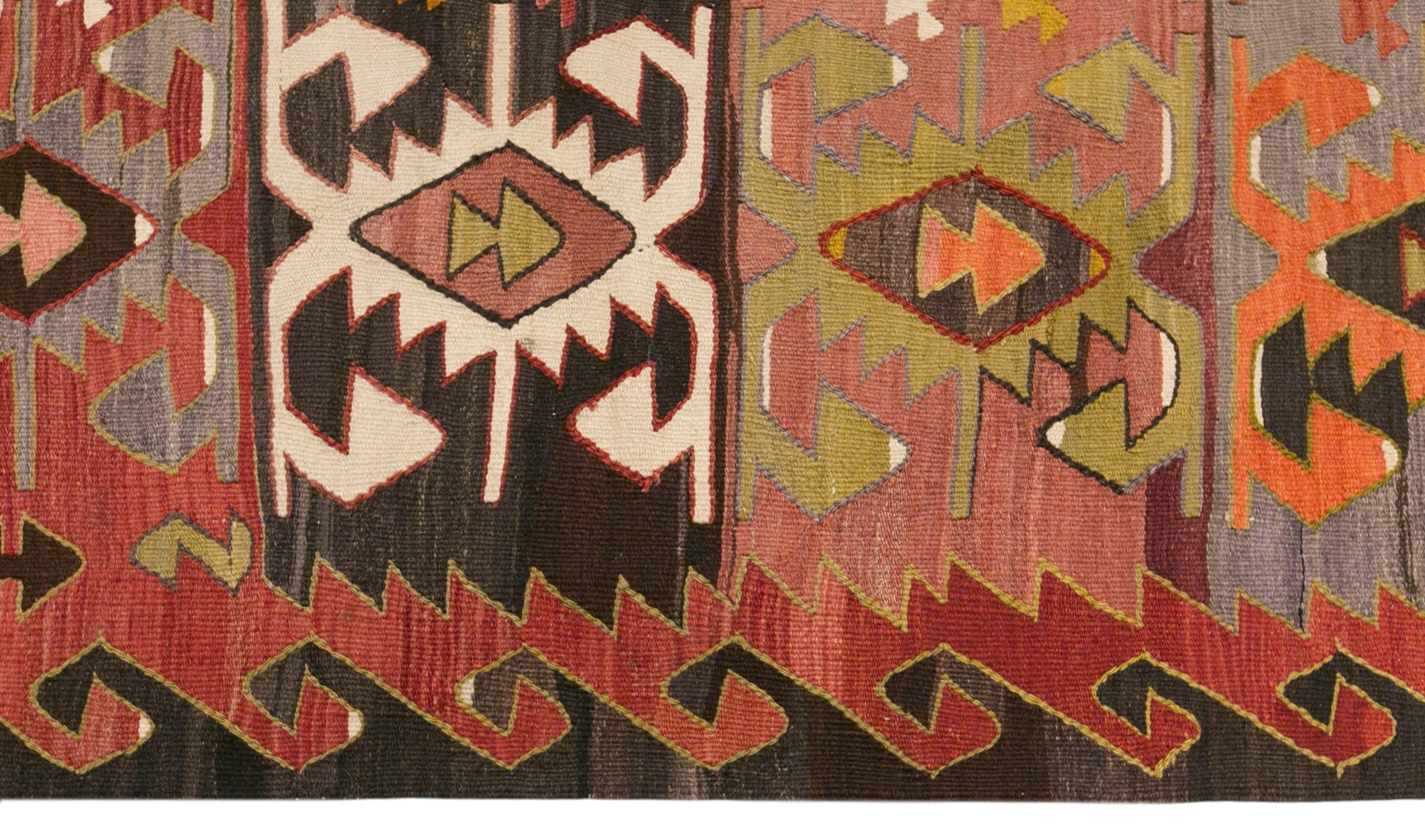 Vintage Turkish Kilim Rug, 5.3 x 11.2 ft, 162 x 340 cm, Handwoven Wool Kilim