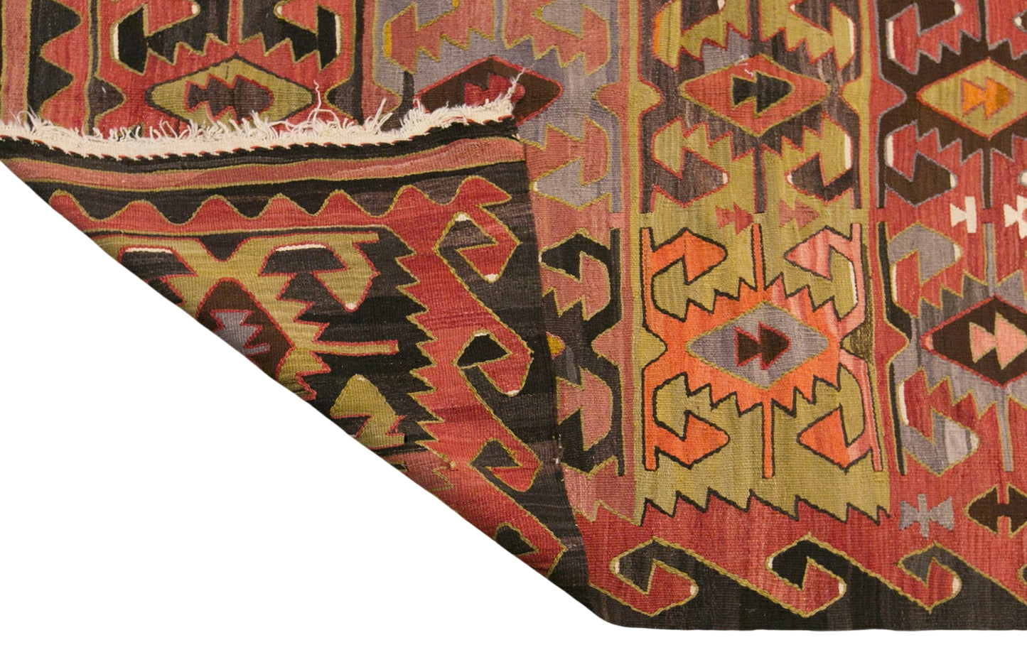 Vintage Turkish Kilim Rug, 5.3 x 11.2 ft, 162 x 340 cm, Handwoven Wool Kilim