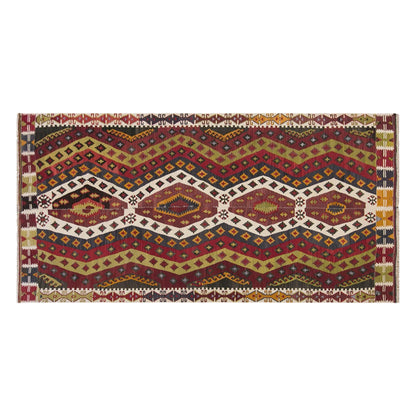 Vintage Turkish Kilim Rug, 5.3 x 11.2 ft, 162 x 342 cm, Handwoven Wool Kilim