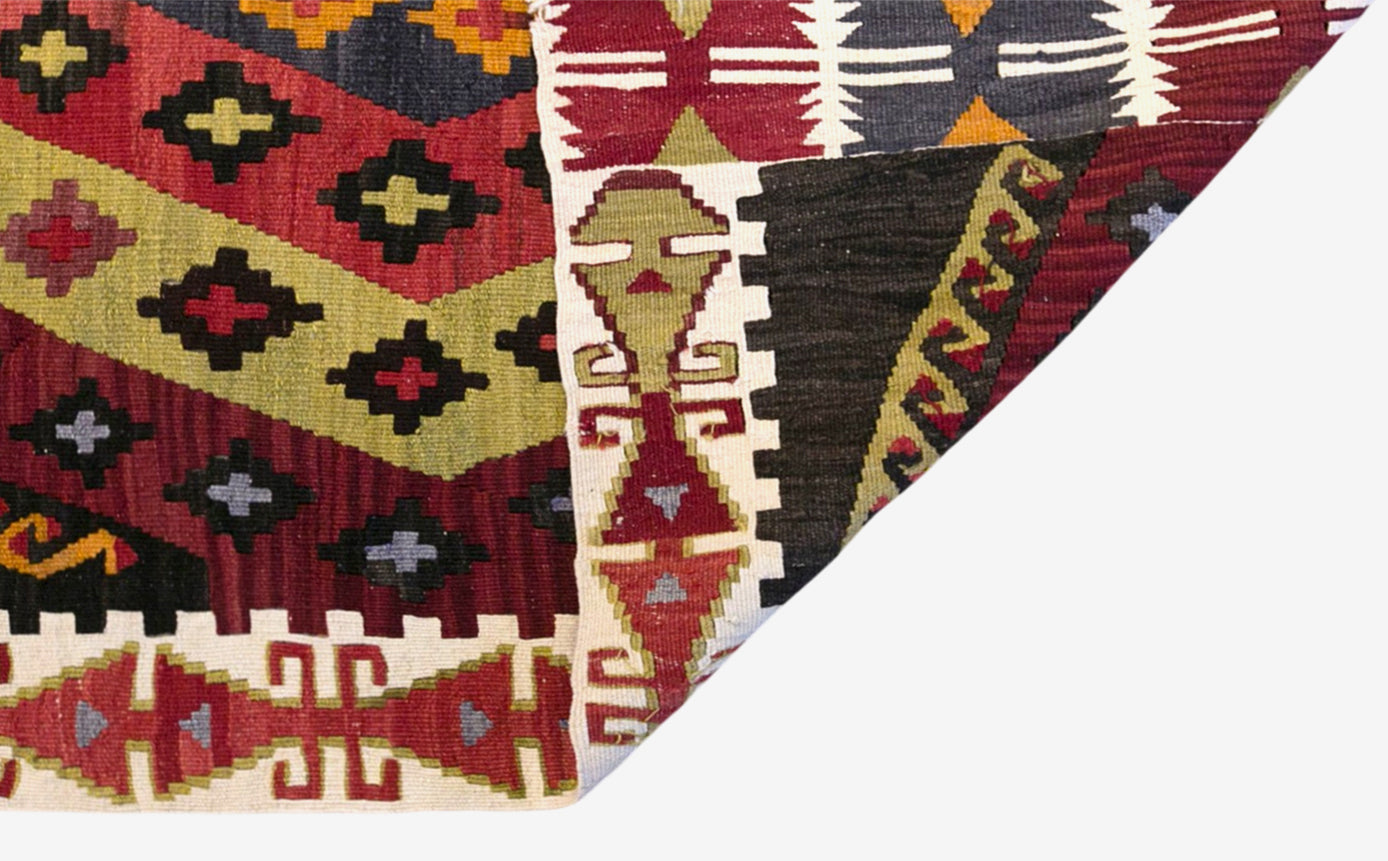 Vintage Turkish Kilim Rug, 5.3 x 11.2 ft, 162 x 342 cm, Handwoven Wool Kilim