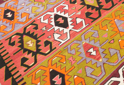 Vintage Turkish Kilim Rug, 5.4 x 11.6 ft, 165 x 355 cm, Handwoven Wool Kilim