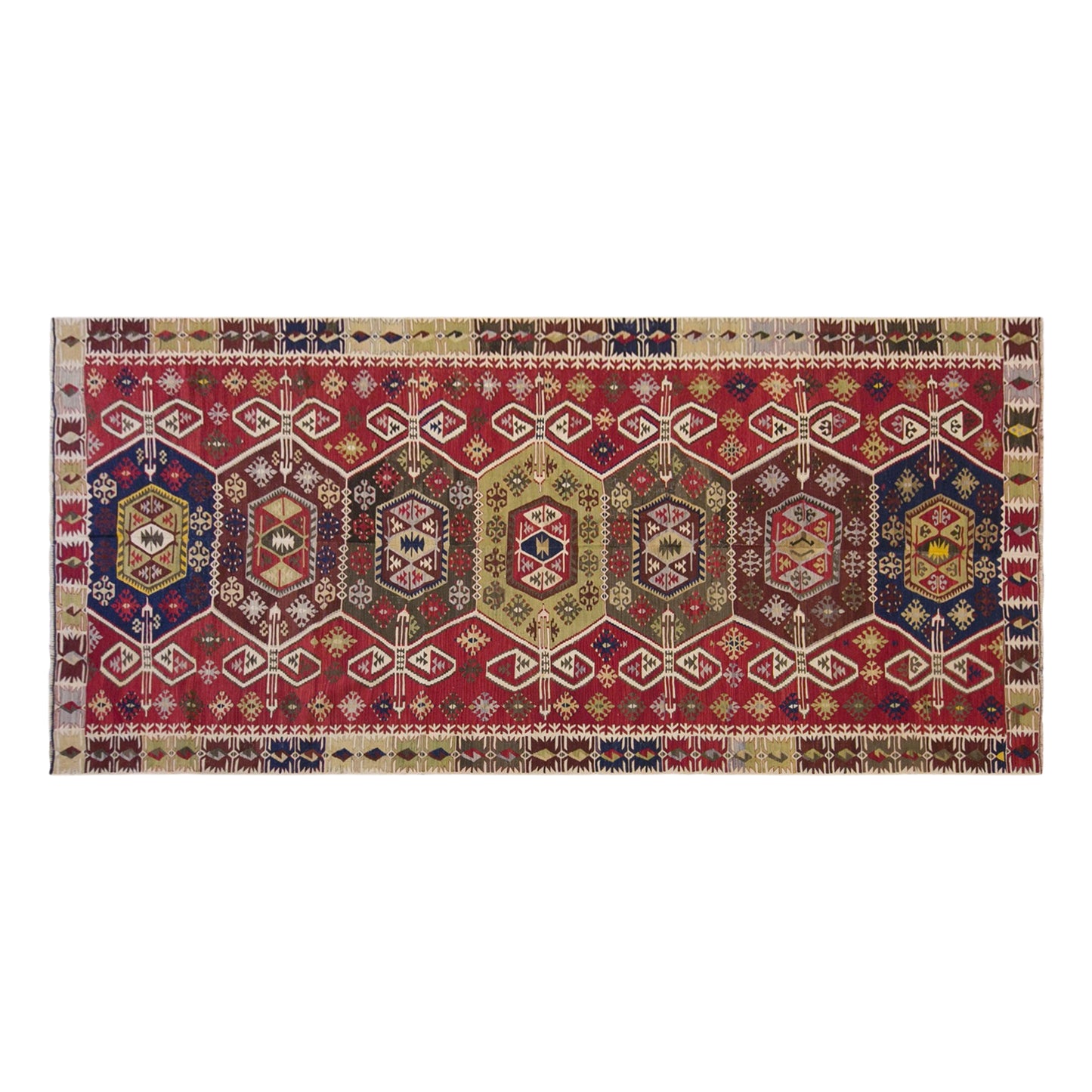 Vintage Turkish Kilim Rug, 5.4 x 12.3 ft, 165 x 375 cm, Handwoven Wool Kilim