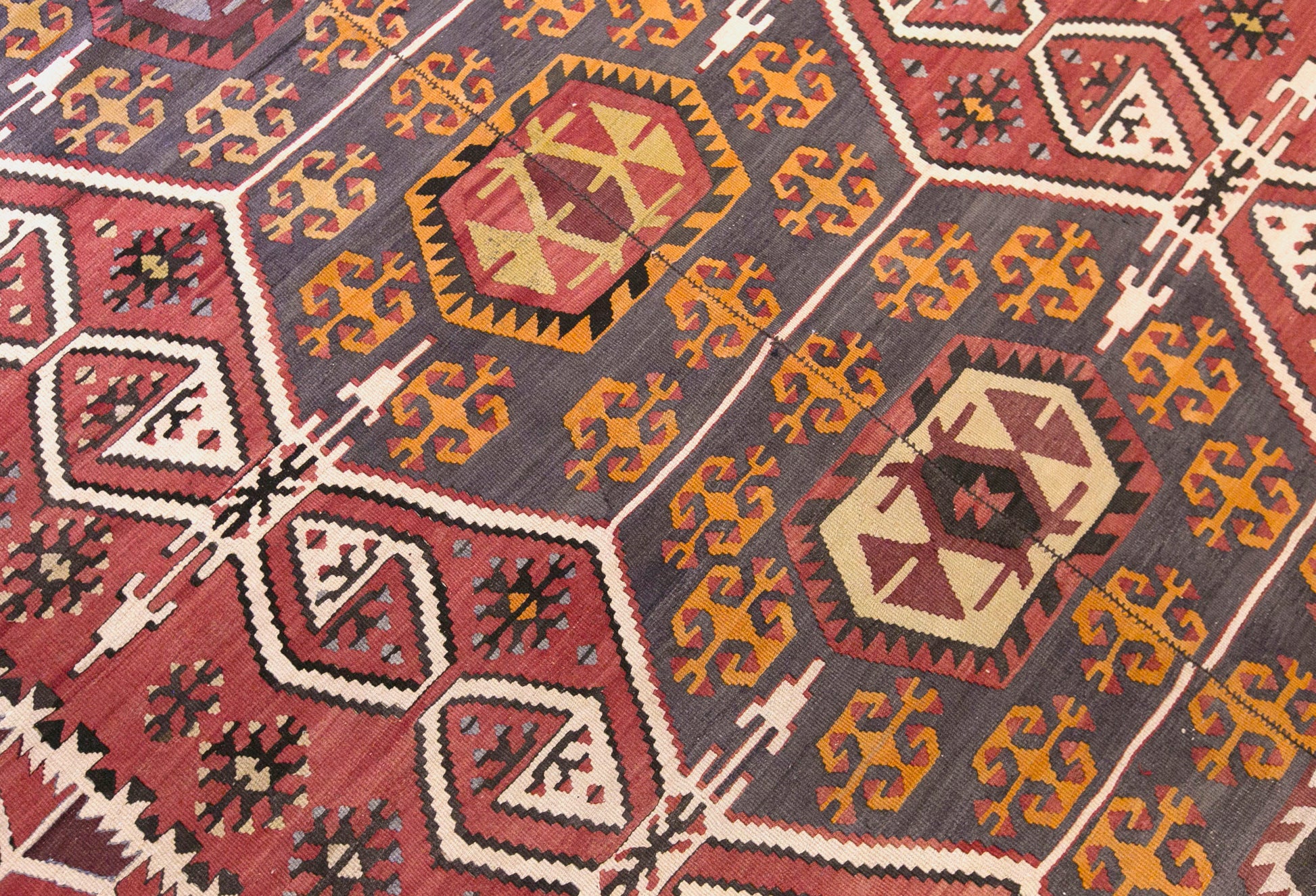 Vintage Turkish Kilim Rug, 5.4 x 12.8 ft, 165 x 390 cm, Handwoven Wool Kilim