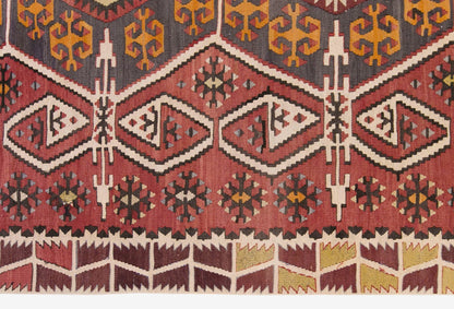 Vintage Turkish Kilim Rug, 5.4 x 12.8 ft, 165 x 390 cm, Handwoven Wool Kilim