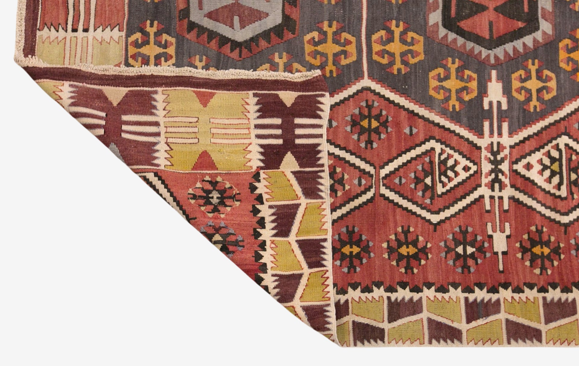 Vintage Turkish Kilim Rug, 5.4 x 12.8 ft, 165 x 390 cm, Handwoven Wool Kilim