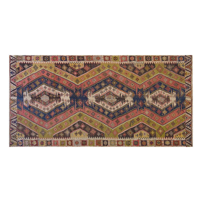 Vintage Turkish Kilim Rug, 5.4 x 13.0 ft, 165 x 397 cm, Handwoven Wool Kilim