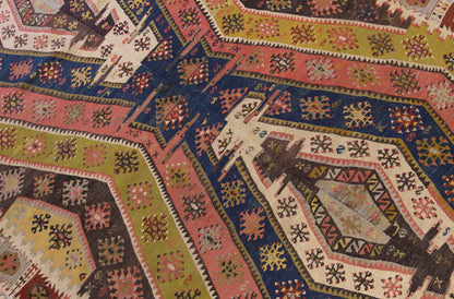 Vintage Turkish Kilim Rug, 5.4 x 13.0 ft, 165 x 397 cm, Handwoven Wool Kilim