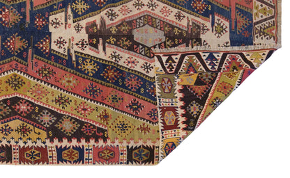 Vintage Turkish Kilim Rug, 5.4 x 13.0 ft, 165 x 397 cm, Handwoven Wool Kilim