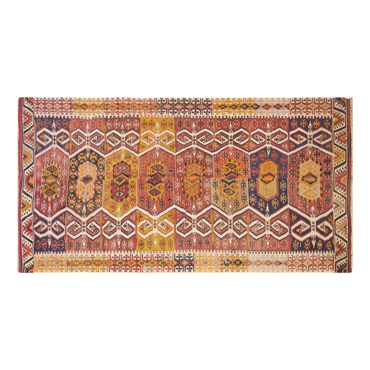 Vintage Turkish Kilim Rug, 5.4 x 14.1 ft, 165 x 430 cm, Handwoven Wool Kilim