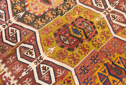 Vintage Turkish Kilim Rug, 5.4 x 14.1 ft, 165 x 430 cm, Handwoven Wool Kilim