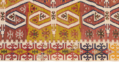 Vintage Turkish Kilim Rug, 5.4 x 14.1 ft, 165 x 430 cm, Handwoven Wool Kilim