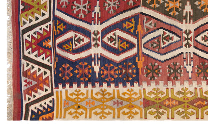 Vintage Turkish Kilim Rug, 5.4 x 14.1 ft, 165 x 430 cm, Handwoven Wool Kilim