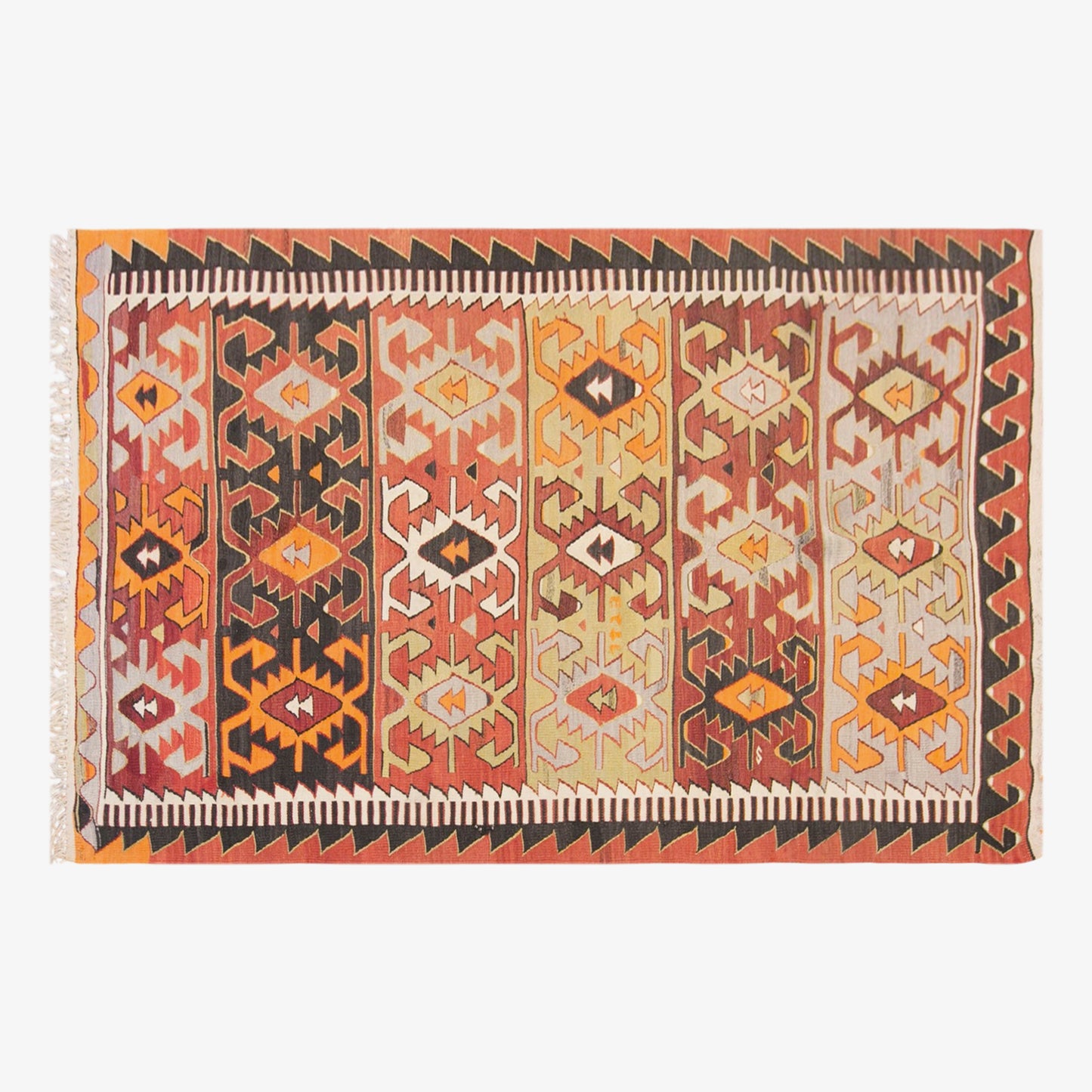 Vintage Turkish Kilim Rug, 5.4 x 9.8 ft, 165 x 300 cm, Handwoven Wool Kilim