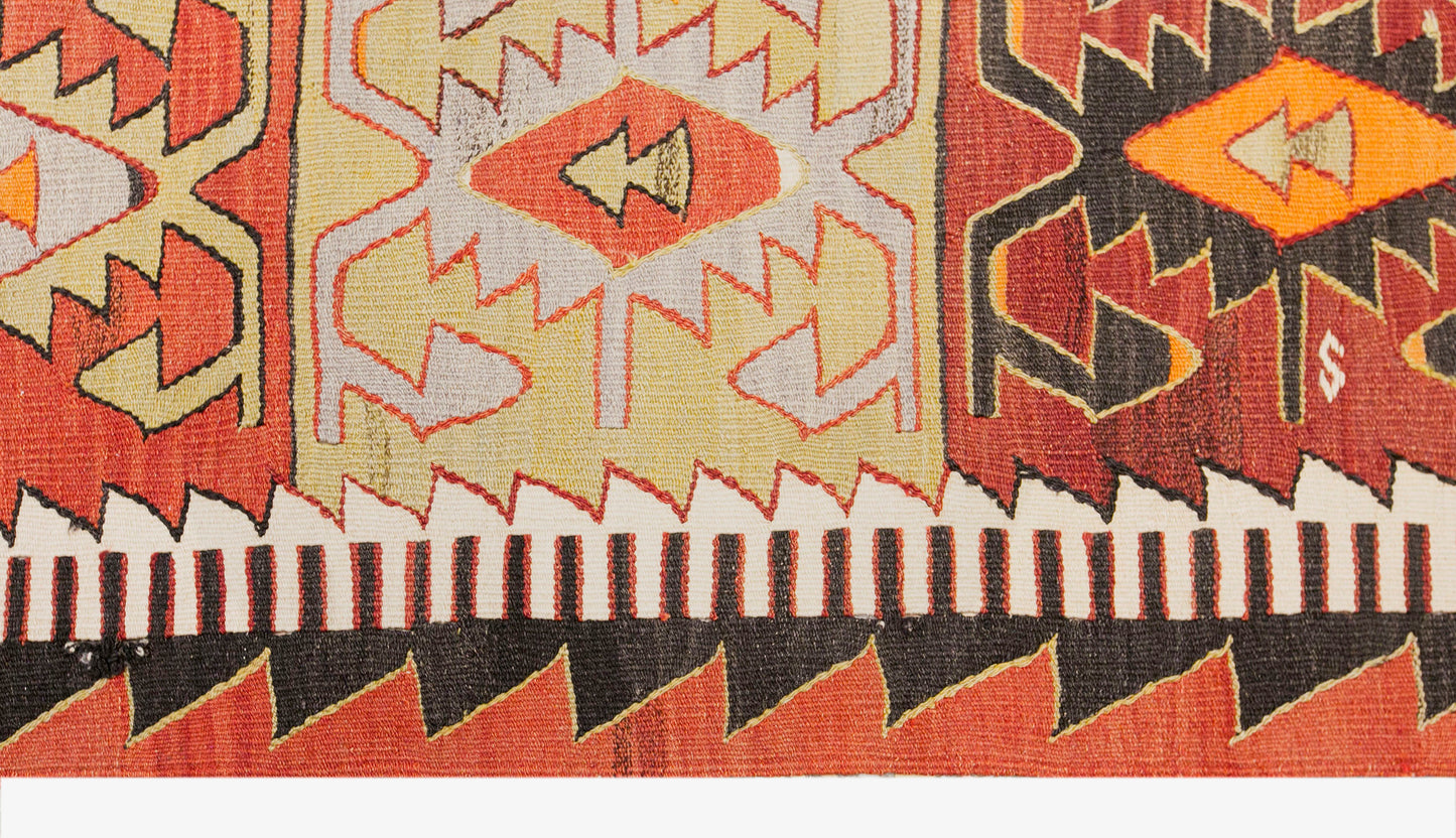 Vintage Turkish Kilim Rug, 5.4 x 9.8 ft, 165 x 300 cm, Handwoven Wool Kilim