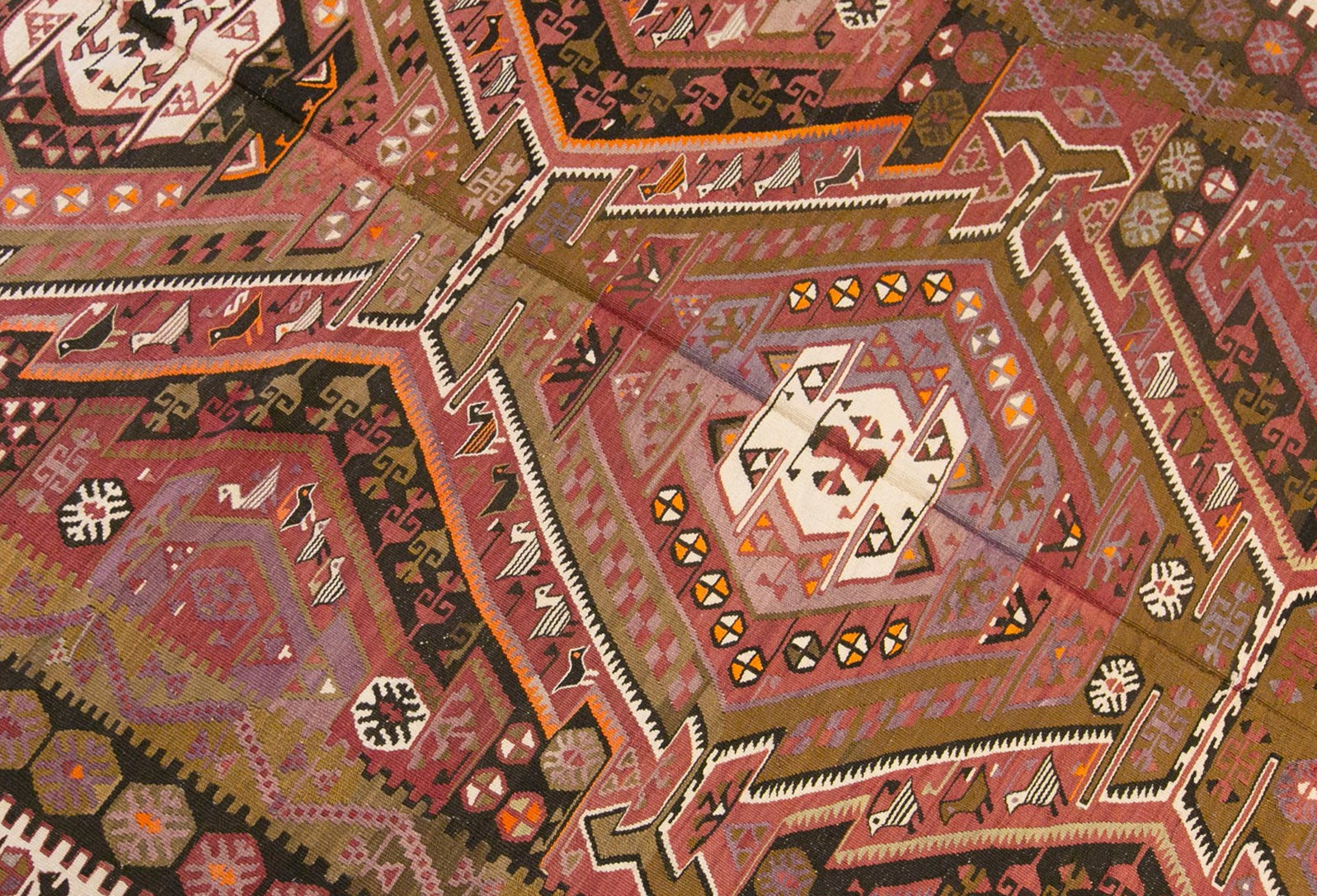 Vintage Turkish Kilim Rug, 5.5 x 12.1 ft, 168 x 370 cm, Handwoven Wool Kilim