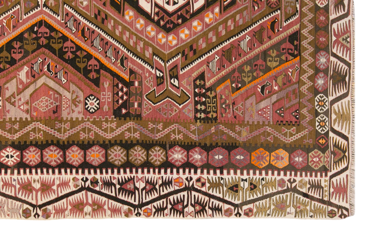 Vintage Turkish Kilim Rug, 5.5 x 12.1 ft, 168 x 370 cm, Handwoven Wool Kilim