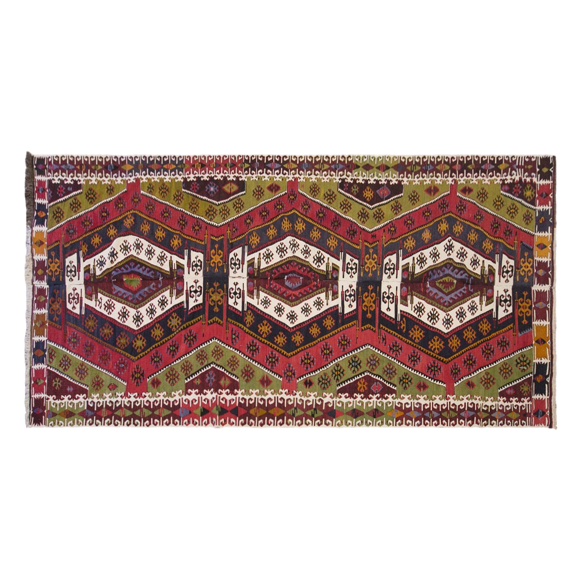Vintage Turkish Kilim Rug, 5.5 x 14.4 ft, 167 x 440 cm, Handwoven Wool Kilim