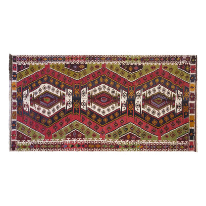 Vintage Turkish Kilim Rug, 5.5 x 14.4 ft, 167 x 440 cm, Handwoven Wool Kilim