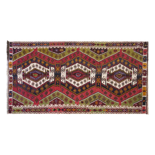 Vintage Turkish Kilim Rug, 5.5 x 14.4 ft, 167 x 440 cm, Handwoven Wool Kilim