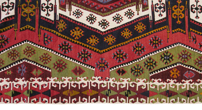 Vintage Turkish Kilim Rug, 5.5 x 14.4 ft, 167 x 440 cm, Handwoven Wool Kilim