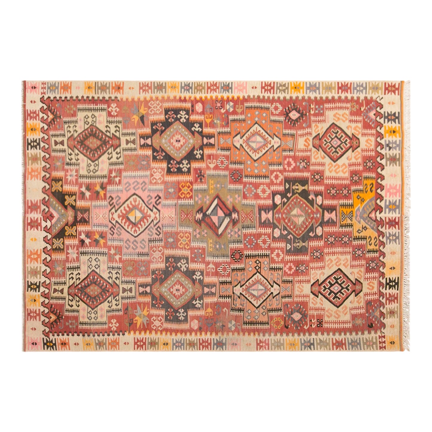 Vintage Turkish Kilim Rug, 5.5 x 9.8 ft, 168 x 300 cm, Handwoven Wool Kilim