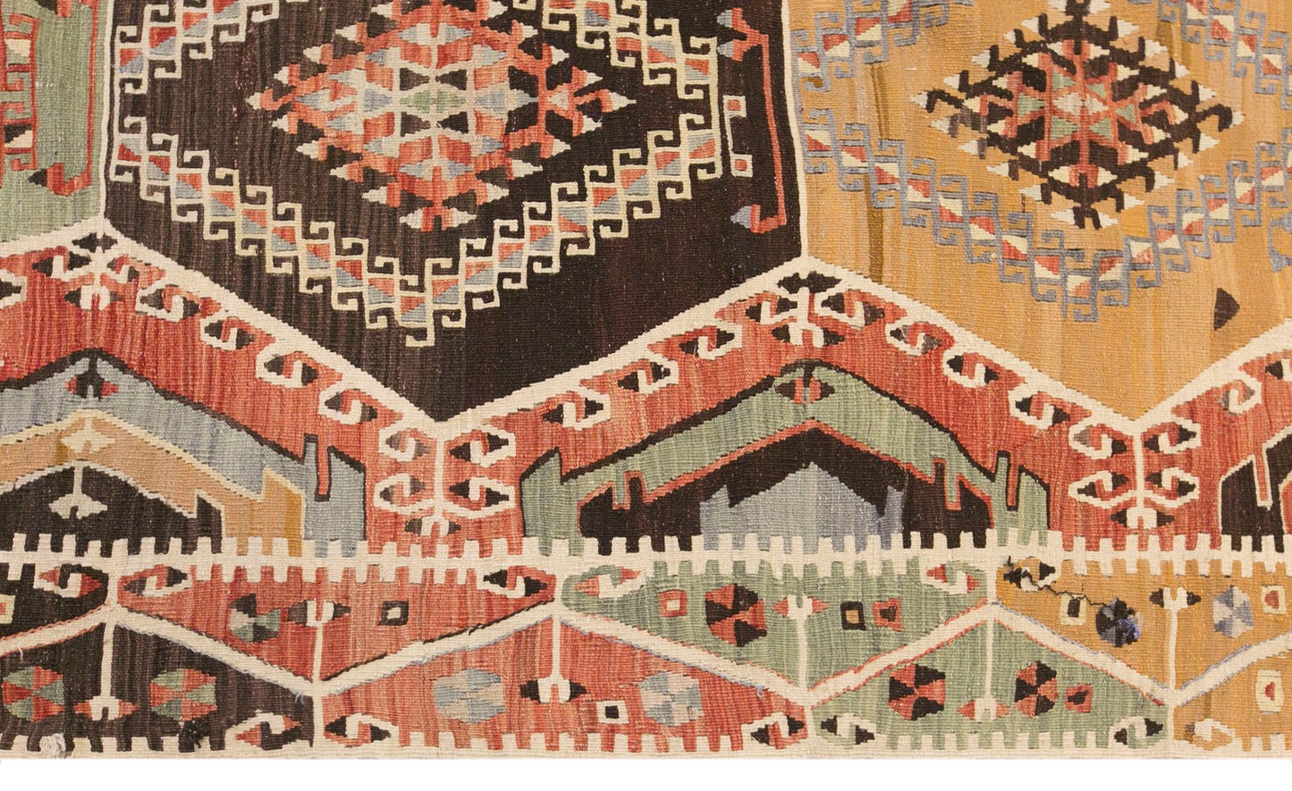 Vintage Turkish Kilim Rug, 5.6 x 11.8 ft, 172 x 360 cm, Handwoven Wool Kilim