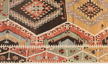 Vintage Turkish Kilim Rug, 5.6 x 11.8 ft, 172 x 360 cm, Handwoven Wool Kilim