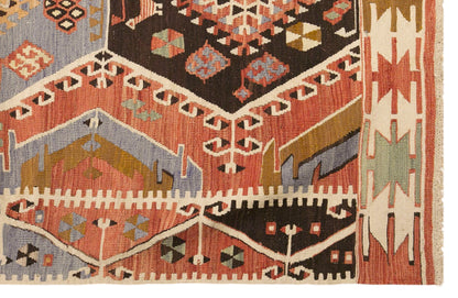 Vintage Turkish Kilim Rug, 5.6 x 11.8 ft, 172 x 360 cm, Handwoven Wool Kilim
