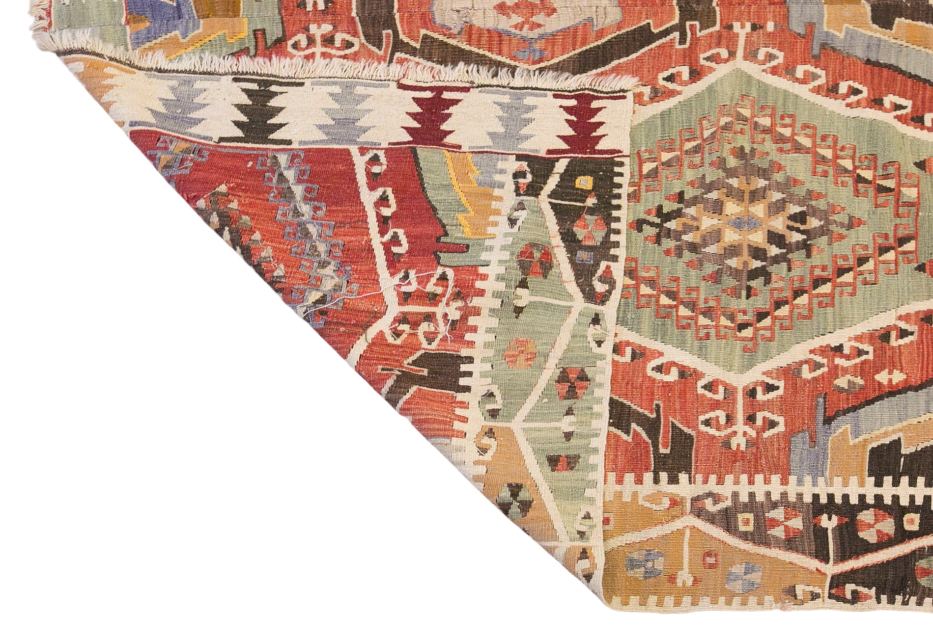 Vintage Turkish Kilim Rug, 5.6 x 11.8 ft, 172 x 360 cm, Handwoven Wool Kilim