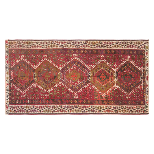 Vintage Turkish Kilim Rug, 5.6 x 13.6 ft, 170 x 415 cm, Handwoven Wool Kilim