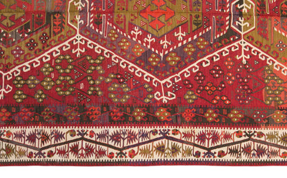 Vintage Turkish Kilim Rug, 5.6 x 13.6 ft, 170 x 415 cm, Handwoven Wool Kilim
