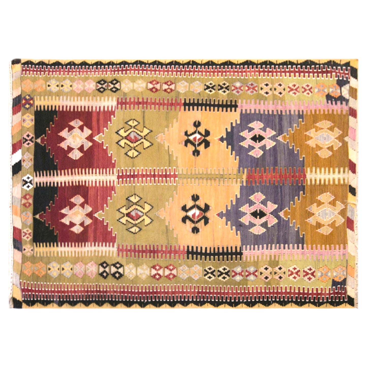 Vintage Turkish Kilim Rug, 5.6 x 8.7 ft, 170 x 265 cm, Handwoven Wool Kilim