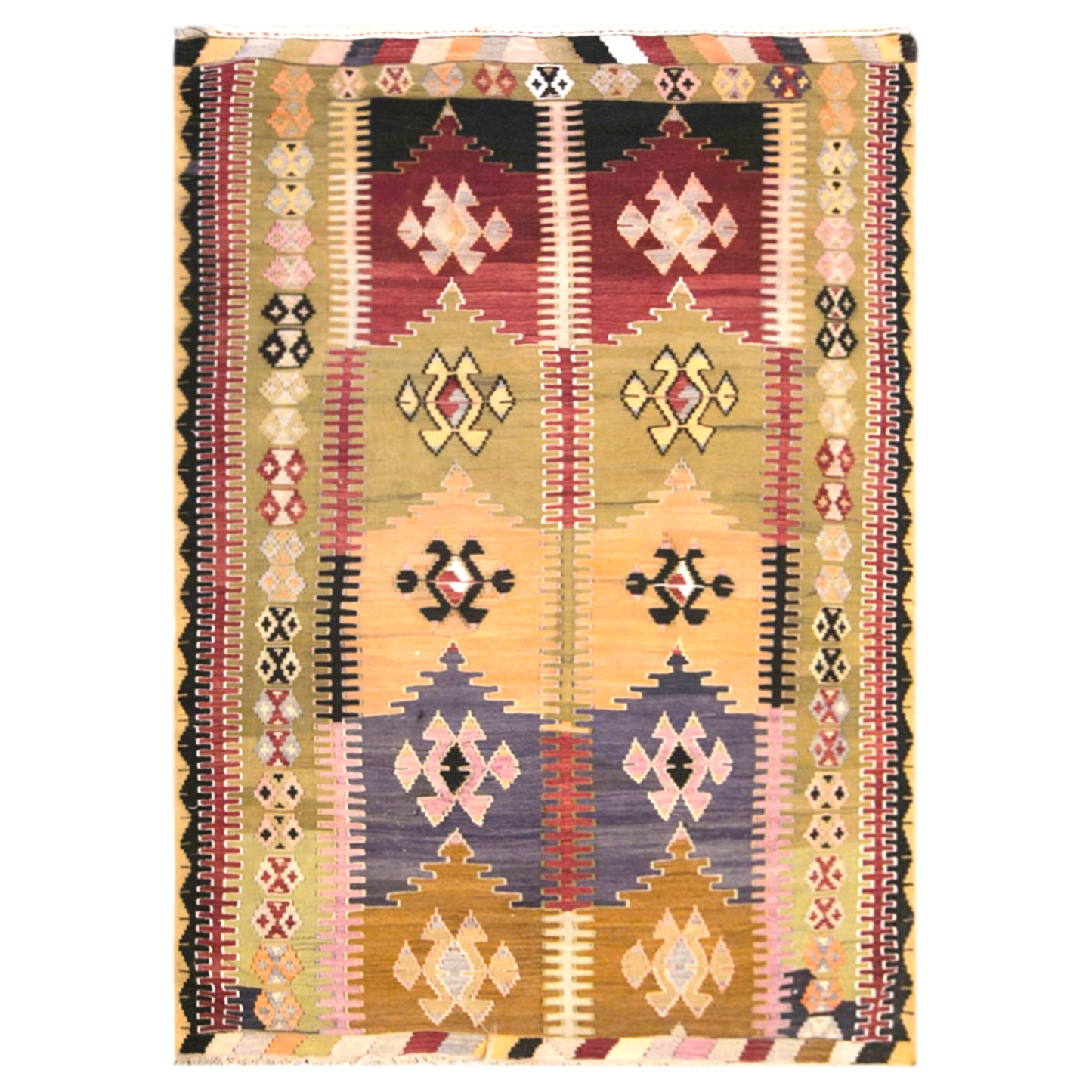 Vintage Turkish Kilim Rug, 5.6 x 8.7 ft, 170 x 265 cm, Handwoven Wool Kilim