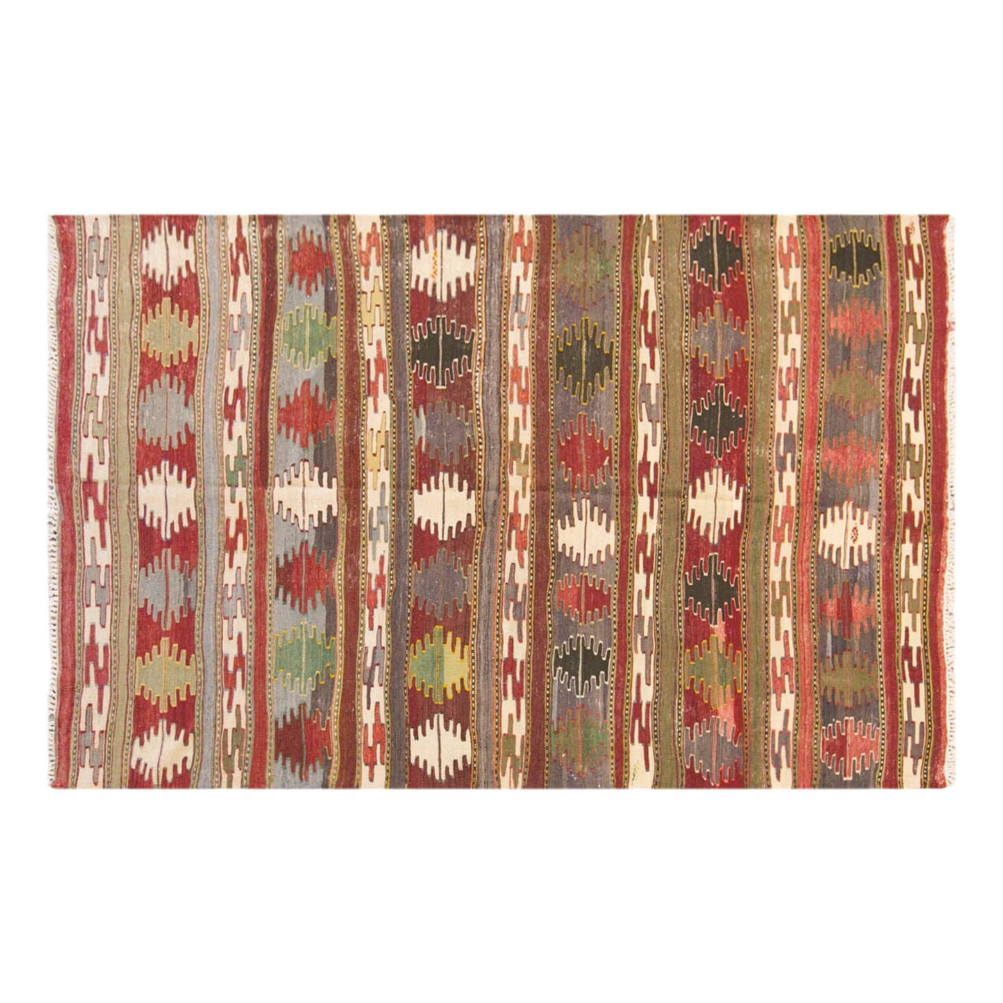 Vintage Turkish Kilim Rug, 5.6 x 9.0 ft, 172 x 275 cm, Handwoven Wool Kilim