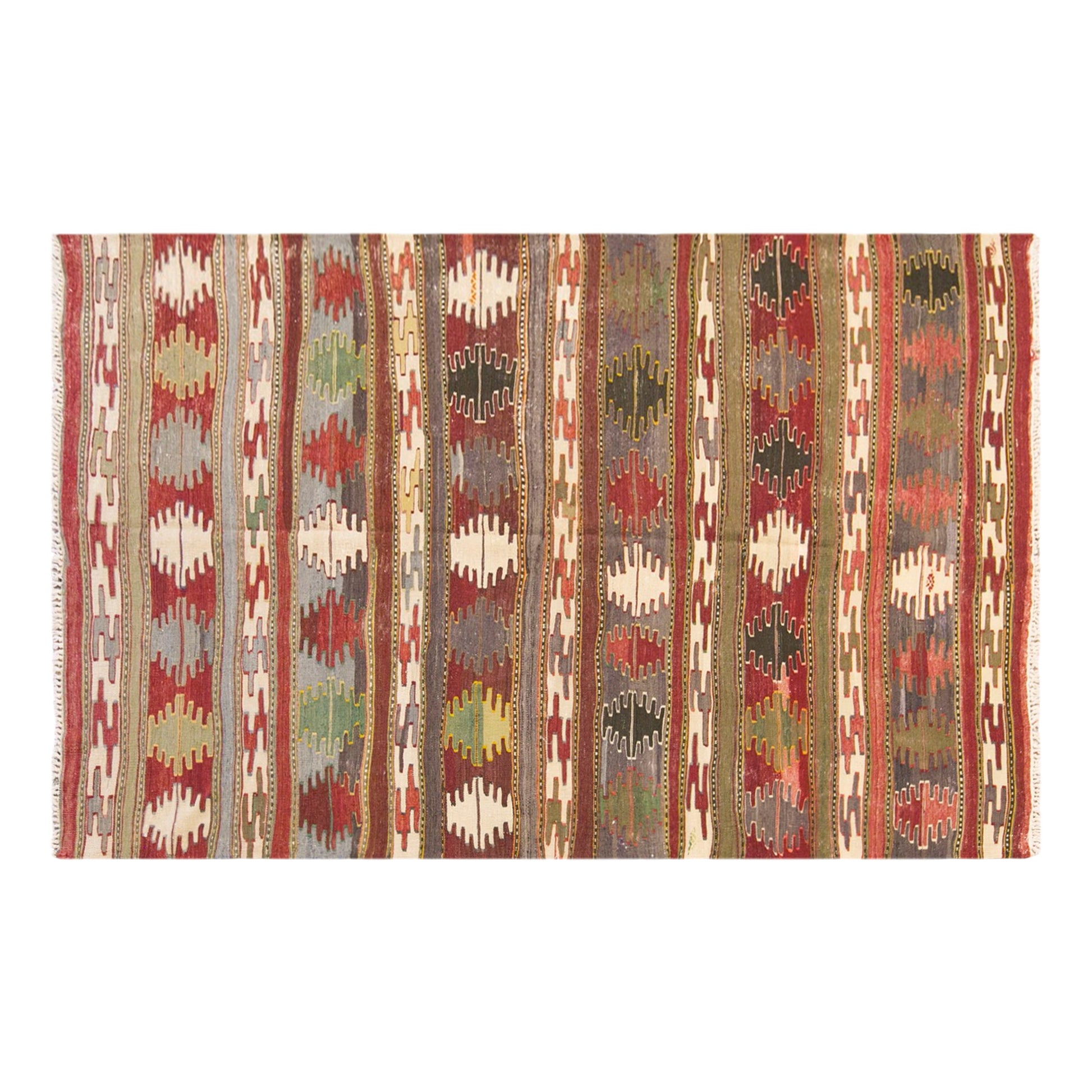 Vintage Turkish Kilim Rug, 5.6 x 9.0 ft, 172 x 275 cm, Handwoven Wool Kilim